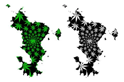 Mayotte - map is designed cannabis leaf Stock Illustration