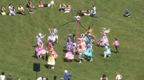 Maypole dancing Stock Footage 84885