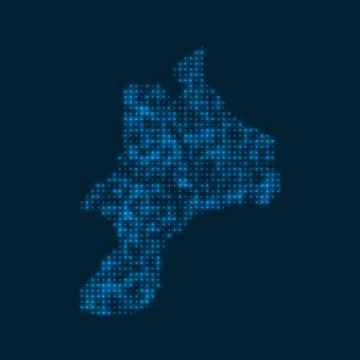 Mayreau dotted glowing map. Shape of the island with blue bright bulbs. Vec.. Stock Illustration