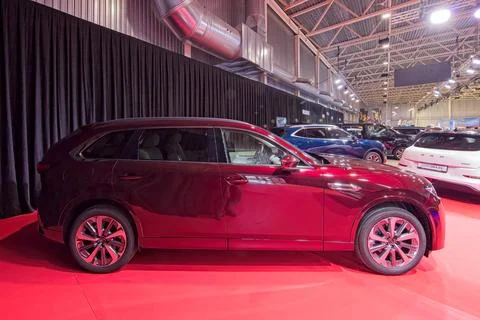 Mazda CX-80 e Skyactive-G Takumi Plus PHEV hybrid car. Stock Photos