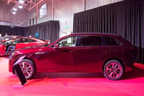 Mazda CX-80 e Skyactive-G Takumi Plus PHEV hybrid car. Stock Photos