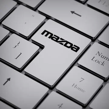 Mazda logo notebook keycap 3d illustration stock market editorial Stock Photos