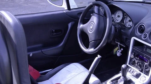 Mazda mx5 miata white interior 스톡 동영상 84091618