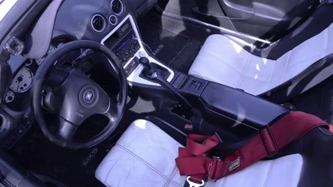 Mazda mx5 miata white interior Stock Footage 84091645