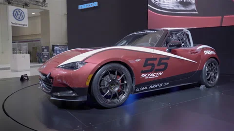 Mazdaspeed MX-5 Cup Car. 2016 Toronto International Auto Show Stock Footage 60919079
