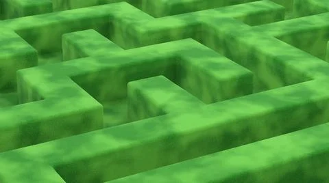 Maze 3d park concept, labyrinth nature, green abstract trees Stock Illustration