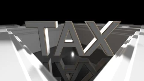 Maze 3d render conceptual to solve complex tax regulation labyrinth Illustrazione stock