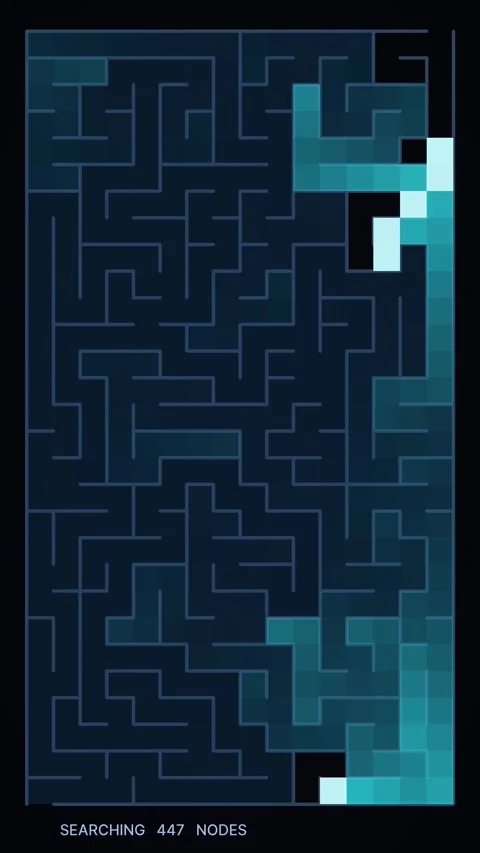 Maze AI pathfinding neon vertical Stock Footage 348318373