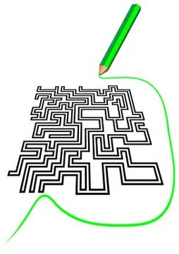 Maze and a pencil Stock Illustration