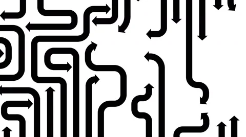 Maze of black arrows on white background, seamless loop, CG animation Stock Footage 65027235