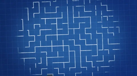 Maze on a blueprint paper Stock Footage 1002804
