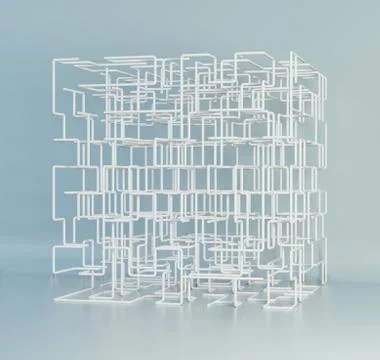 Maze boxes background. Modern technology with square mesh. Geometric abstraction イラスト素材