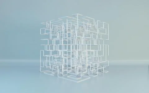 Maze boxes background. Modern technology with square mesh. Geometric abstraction イラスト素材
