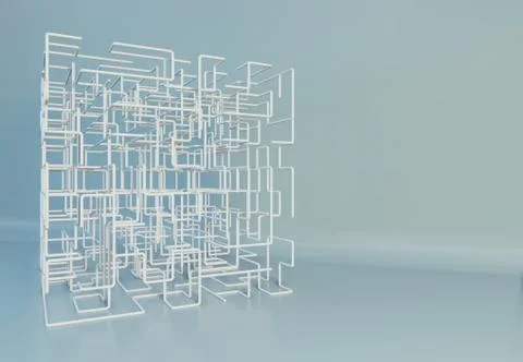 Maze boxes background. Modern technology with square mesh. Geometric abstraction Illustrazione stock