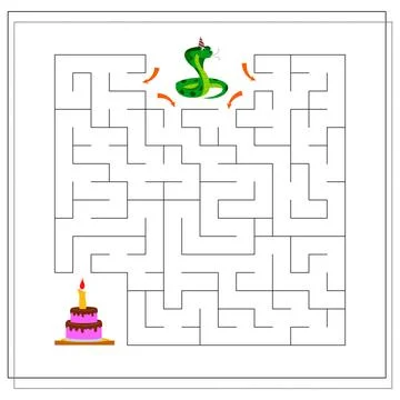 Maze for children, guide the snake through the maze. Vector illustration isol Stock Illustration