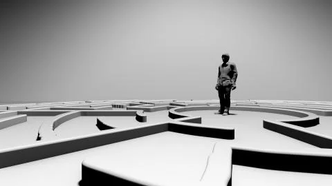 Maze conceptual 3D render of confused mental health disorders Stock Illustration