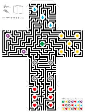 Maze Cube Template Stock Illustration