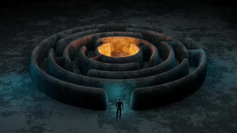 Maze dark with man 1 Stock Footage 174671633