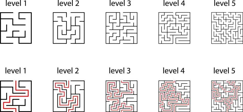 Maze Design element for the maze shape. One way out and one right approach, but Stock Illustration