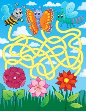 Maze with flying insect Stock Illustration