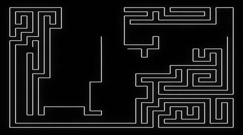 Maze Forming in White Lines on a Black Background Stock Footage 67476335