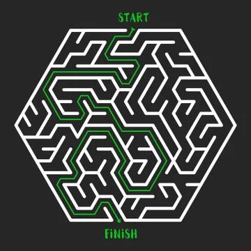 Maze Game background. Labyrinth with Entry and Exit. Illustrazione stock
