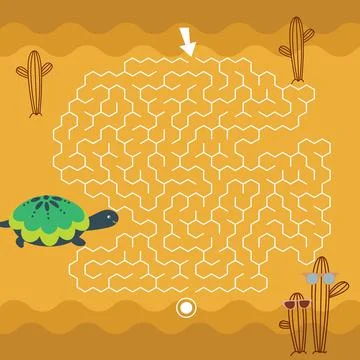 Maze game Labyrinth Turtle vector illustration. Colorful puzzle for kids Stock Illustration