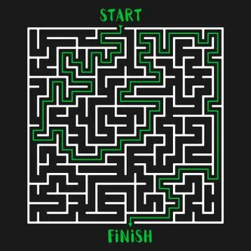 Maze Game Logo. Labyrinth with Entry and Exit. 스톡 일러스트