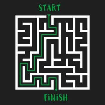 Maze Game Logo. Labyrinth with Entry and Exit. Illustrazione stock