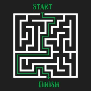 Maze Game Logo. Labyrinth with Entry and Exit. Illustrazione stock