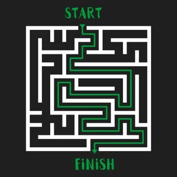 Maze Game Logo. Labyrinth with Entry and Exit. Illustrazione stock