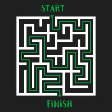 Maze Game Logo. Labyrinth with Entry and Exit. イラスト素材