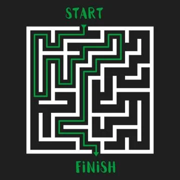 Maze Game Logo. Labyrinth with Entry and Exit. Illustrazione stock