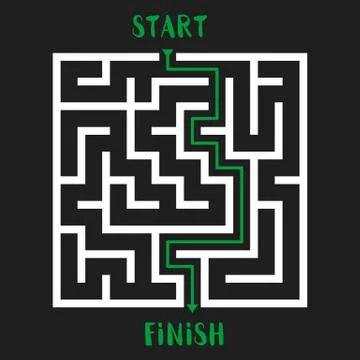 Maze Game Logo. Labyrinth with Entry and Exit. 스톡 일러스트