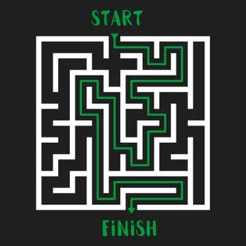 Maze Game Logo. Labyrinth with Entry and Exit. Illustrazione stock