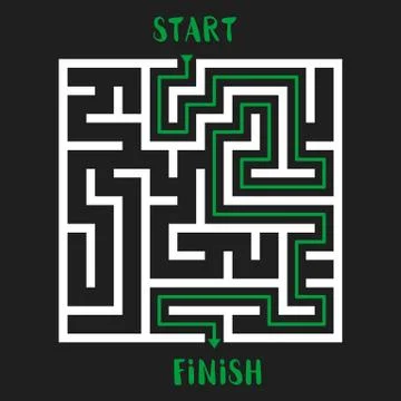 Maze Game Logo. Labyrinth with Entry and Exit. Illustrazione stock