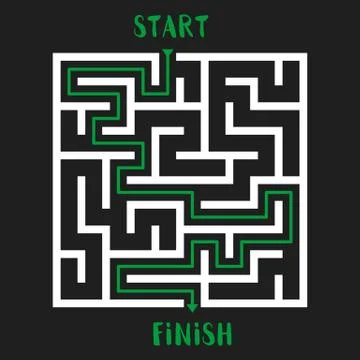 Maze Game Logo. Labyrinth with Entry and Exit. Illustrazione stock