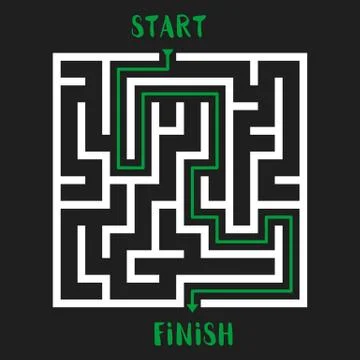 Maze Game Logo. Labyrinth with Entry and Exit. イラスト素材