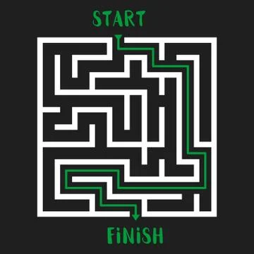 Maze Game Logo. Labyrinth with Entry and Exit. Illustrazione stock