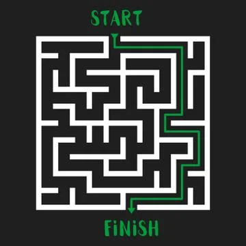 Maze Game Logo. Labyrinth with Entry and Exit. Illustrazione stock