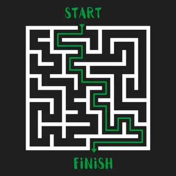 Maze Game Logo. Labyrinth with Entry and Exit. Illustrazione stock