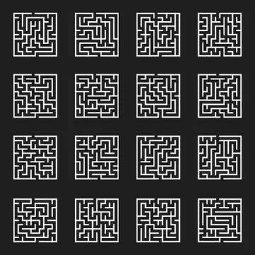 Maze Game Logo. Labyrinth with Entry and Exit. Illustrazione stock