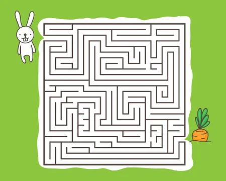 Maze game with rabbit and carrot Stock Illustration