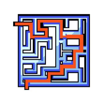 Maze game with successful solution path Stock Illustration