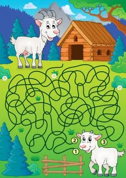 Maze with goat theme Ilustración de archivo