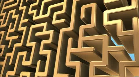 Maze gold spinning SPLIT2 Stock Footage 12211850