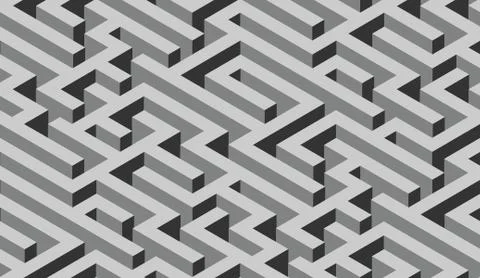 The maze, grey labyrinth - endless Stock Illustration