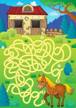 Maze with horse theme Stock-Illustration