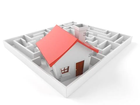 Maze with house Ilustración de archivo