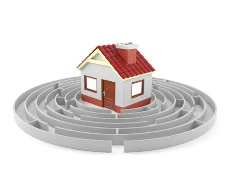Maze with house Ilustración de archivo